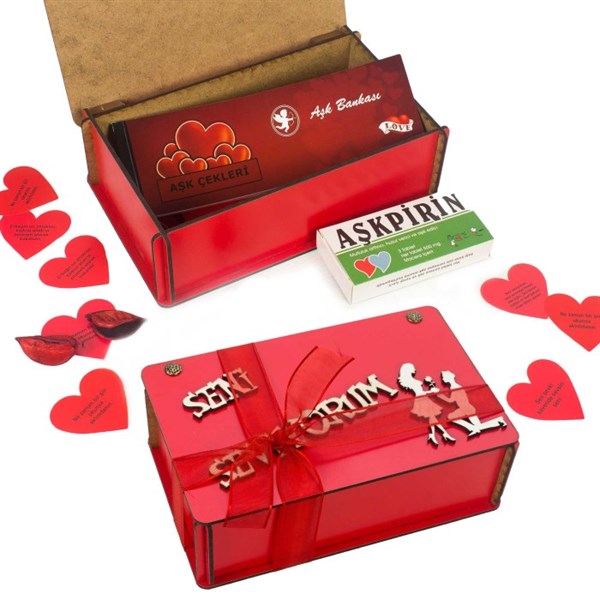 Ahşap Özel Tasarım Kutulu Sevgiliye Özel Aşk Kutusu Model3