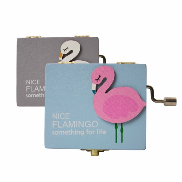 Flamingo Temalı Aynalı Mini Ahşap Müzik Kutusu 