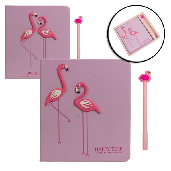 Flamingo Temalı Defter ve Kalem Seti Tasarım Kutulu 
