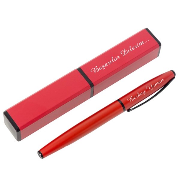 İsme Özel Kutulu Metal Roller İmza Kalemi Kırmızı
