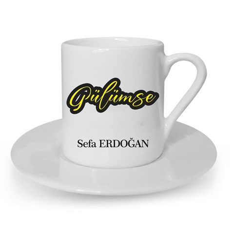 İsme Özel Türk Kahvesi Fincanı Seti - Gülümse