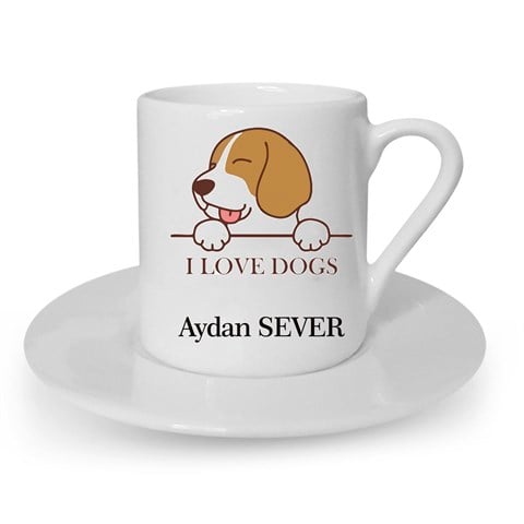 İsme Özel Türk Kahvesi Fincanı Seti - Sevimli Köpek