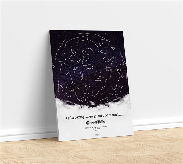 Kişiye Özel Yıldız Haritası Kanvas Tablo-Galaxy