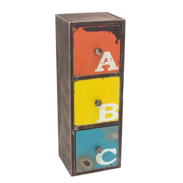 Retro Tasarımlı Ahşap Çekmeceli ABC Minyatür Komidin