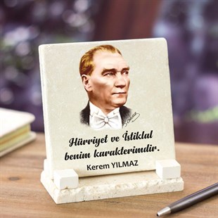  Kişiye Özel Masaüstü İsimlik Kare Taş - Atatürk M4
