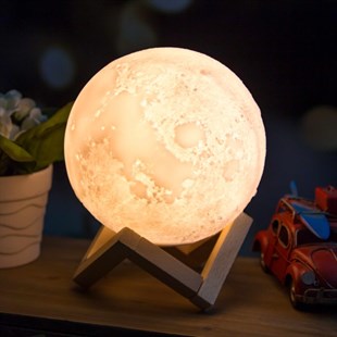 3 Boyutlu Tasarımlı Ay Gece Lambası 3d Moon Light Kuamndalı Büyük Boy