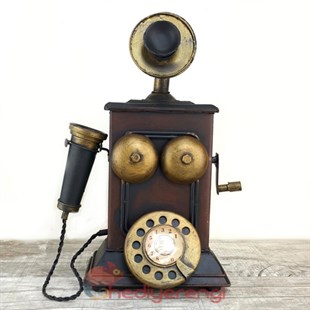 Antika Görünümlü Telefon Tasarımlı Metal Kumbara 