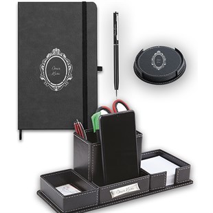 Defter Masa Üstü Kalemlik Kalem ve Bardak Altlığı İsme Özel Ofis Seti