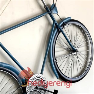 Dev Boyutlu Metal Kabartmalı Klasik Bisiklet Duvar Panosu Mavi