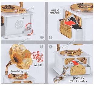 Gramofon Tasarımlı Müzik Kutusu Ayaklı