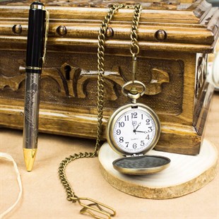 İsme Özel Atatürk Temalı Köstekli Saat ve Kalem Seti Tasarım Kutulu M4