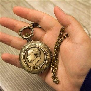 İsme Özel Atatürk Temalı Köstekli Saat ve Kalem Seti Tasarım Kutulu