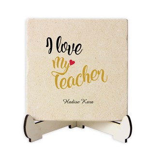 İsme Özel Baskılı Masaüstü Dekoratif Taş-I Love My Teacher