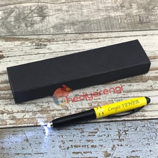 ​İsme Özel Işıklı Metal Roller Tablet Kalemi Sarı