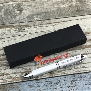 İsme Özel Işıklı Metal Roller Tablet Kalemi Beyaz