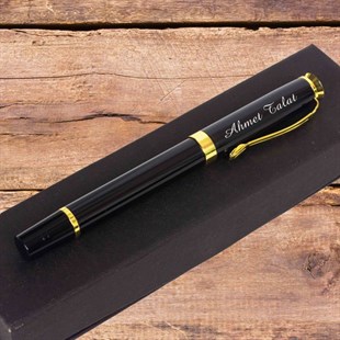 İsme Özel Premium Metal Siyah Roller Kalem Tasarım Kutulu