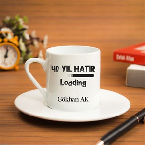 İsme Özel Türk Kahvesi Fincanı Seti - 40 Yıl Hatır