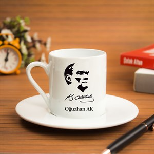 İsme Özel Türk Kahvesi Fincanı Seti - Atatürk Siluet