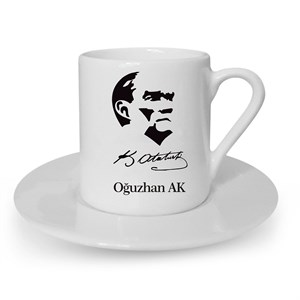 İsme Özel Türk Kahvesi Fincanı Seti - Atatürk Siluet