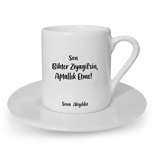 İsme Özel Türk Kahvesi Fincanı Seti - Bihter Ziyagil Temalı