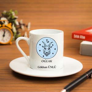 İsme Özel Türk Kahvesi Fincanı Seti - Oğlak Burcu