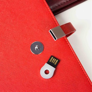 Kişiye Özel 16 GB Hafızalı Usb'li Defter ve Kalem Seti Kırmızı