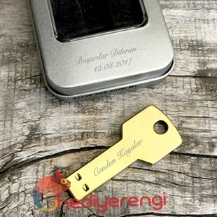 Kişiye Özel Anahtar Tasarımlı Metal Usb Bellek 8 Gb Sarı
