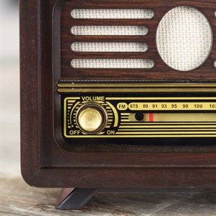 Kişiye Özel Nostaljik Tasarımlı Ahşap Gerçek Radyo Kahverengi
