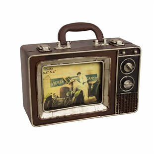 Nostaljik Dekoratif Metal Televizyon Görünümlü Bavul