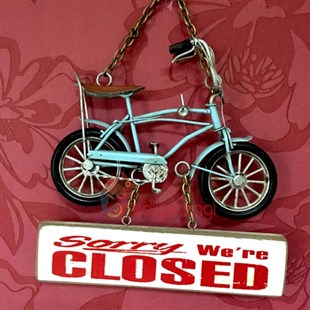 Nostaljik Metal Bisiklet Temalı Open - Closed Kapı Askısı