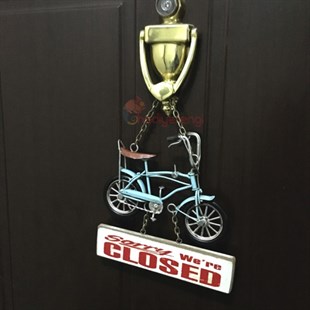 Nostaljik Metal Bisiklet Temalı Open - Closed Kapı Askısı
