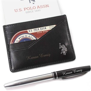 U.S. Polo Assn. İsme Özel Deri Kartlık Cüzdan Siyah