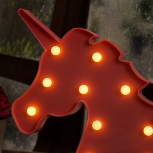 Unicorn Tasarımlı Ledli Gece Lambası - Pembe