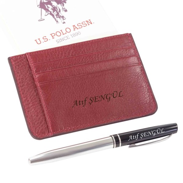 U.S. Polo Assn. İsme Özel Deri Kartlıklı Cüzdan ve Kalem Seti PLCUZ7670